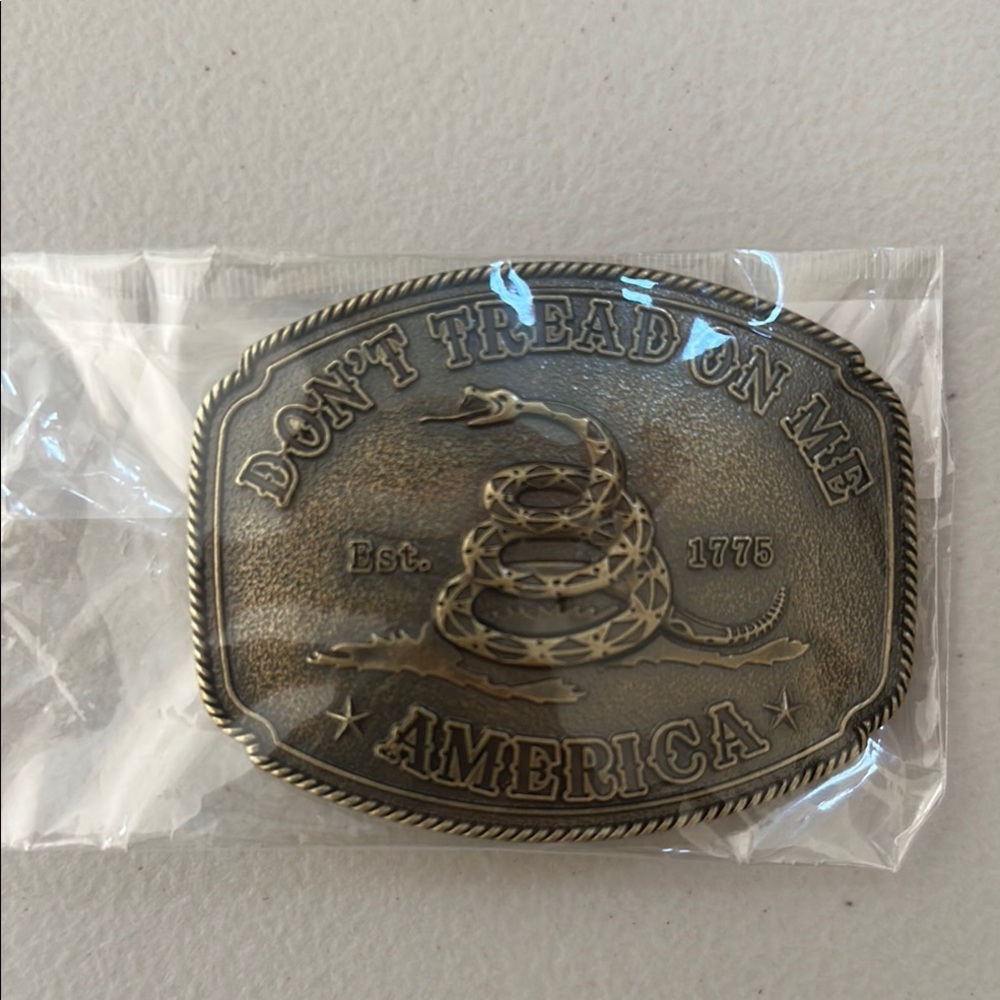 Bronze Don’t Tread On Me Belt Buckle New In Plastic